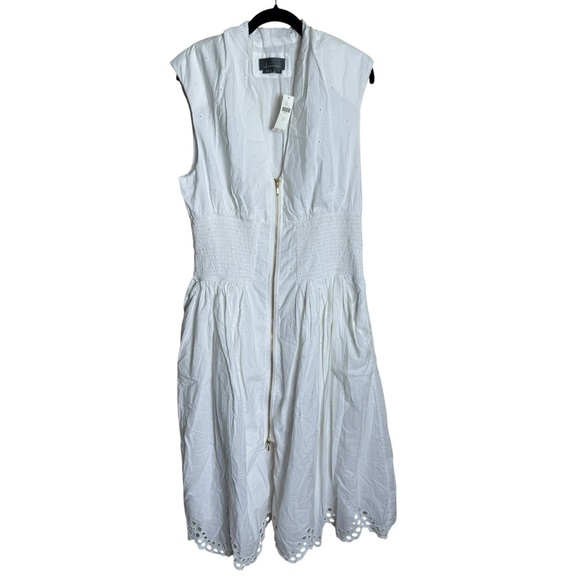 NWT Anthropologie The Tommie Eyelet Trim Dress White Cap Sleeve Zipper size XL - Picture 3 of 10